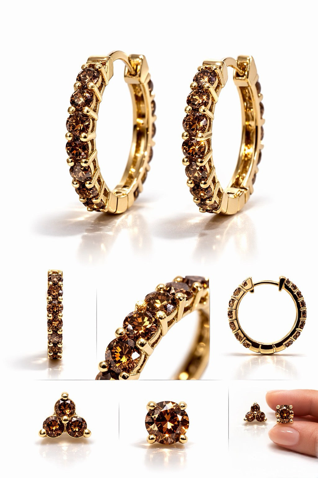 18k Gold Brown Diamond Hoop