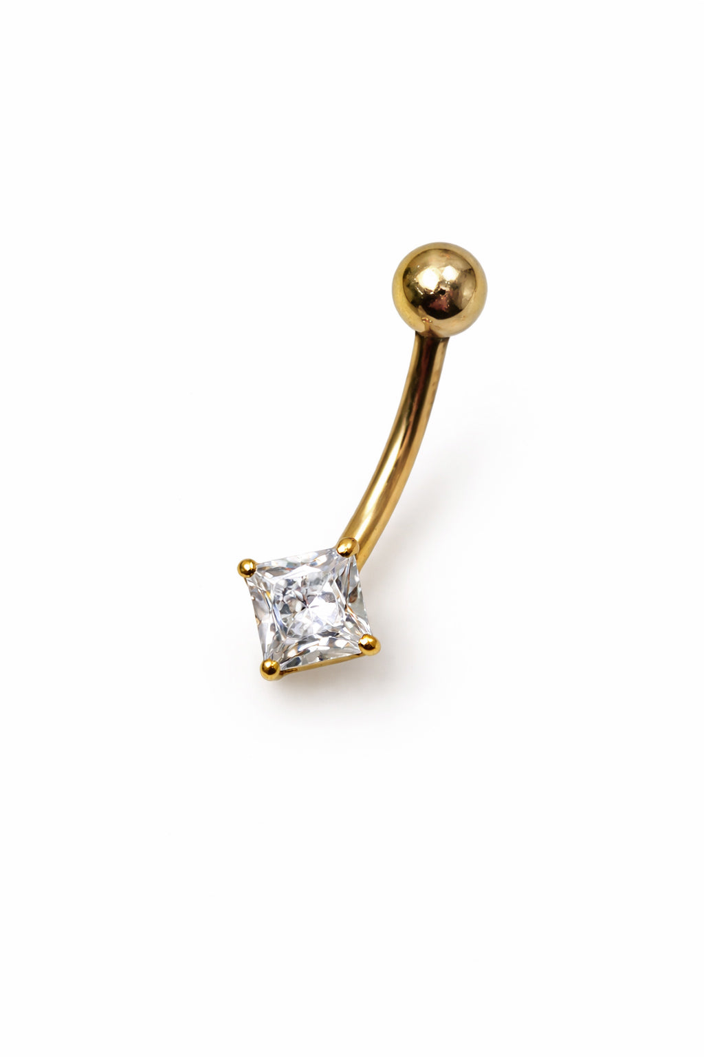 18k Gold CZ Belly Piercing
