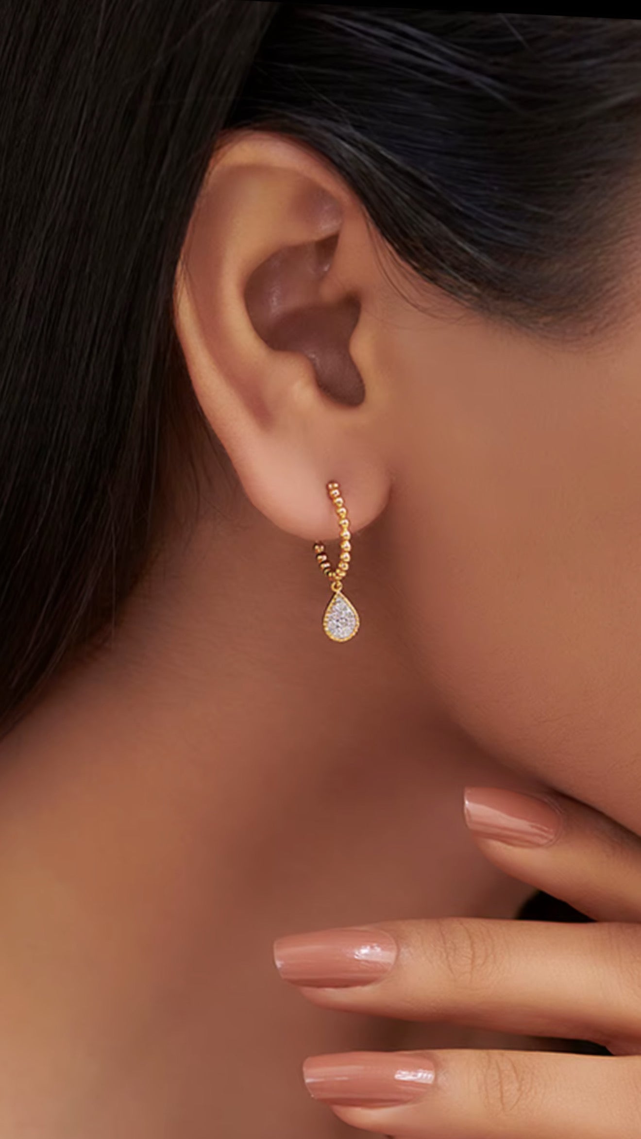 14k gold lab diamond hoop.