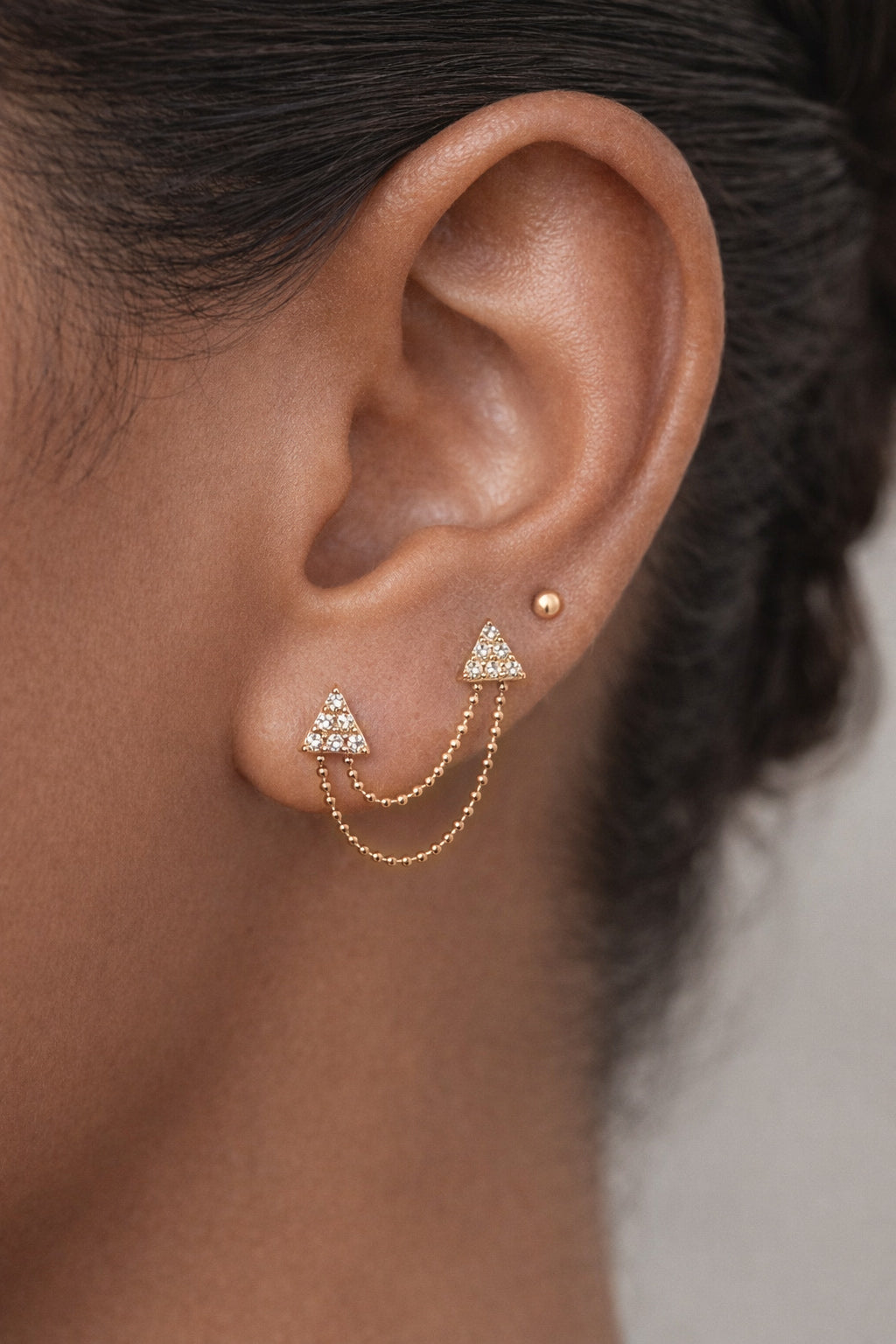 18k Gold CZ Stud