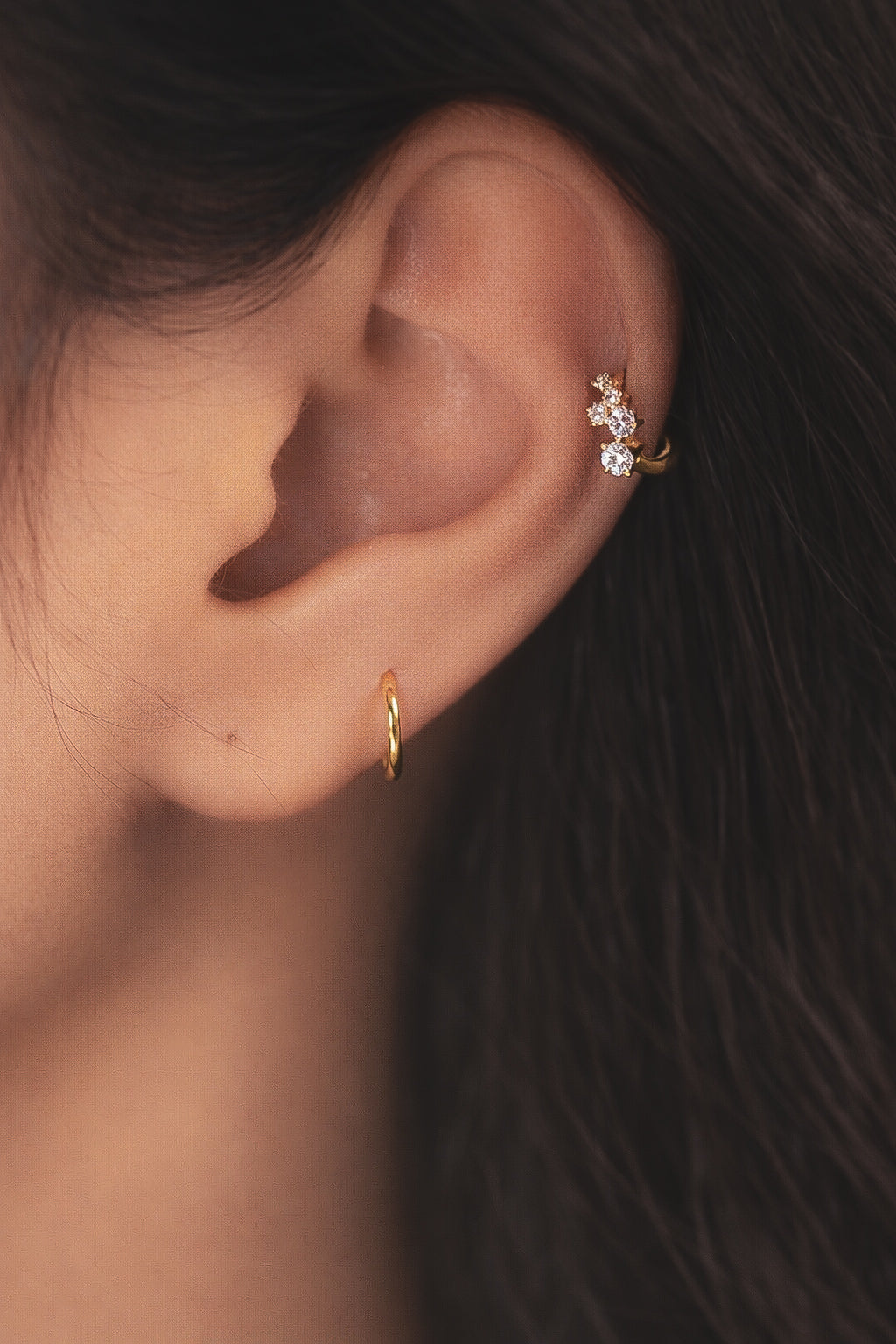 18k Gold Lab Diamond Hoop