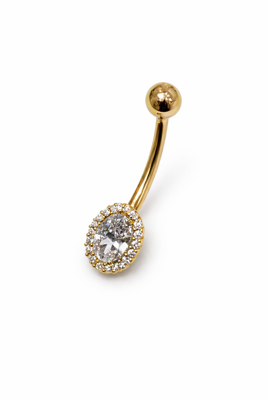 18k Gold CZ Belly Piercing