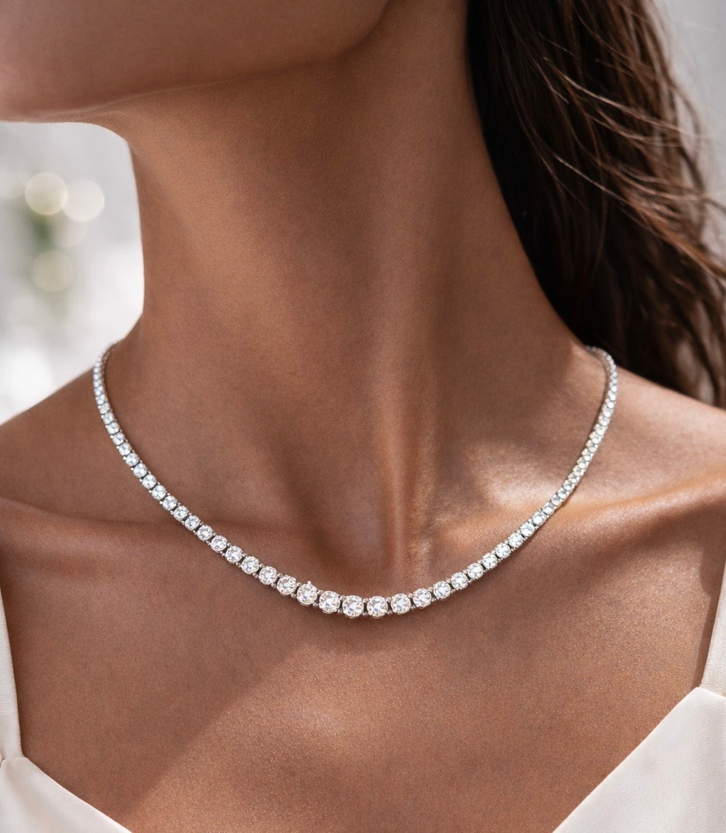 Moissanite Tennis Necklace 35 cm