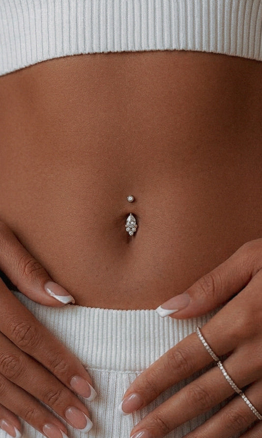 14k Gold CZ Belly Piercing.