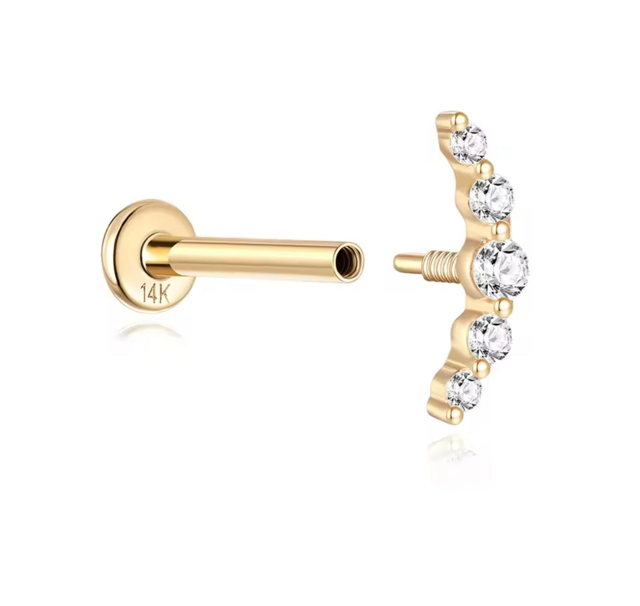 14k Gold CZ stud.