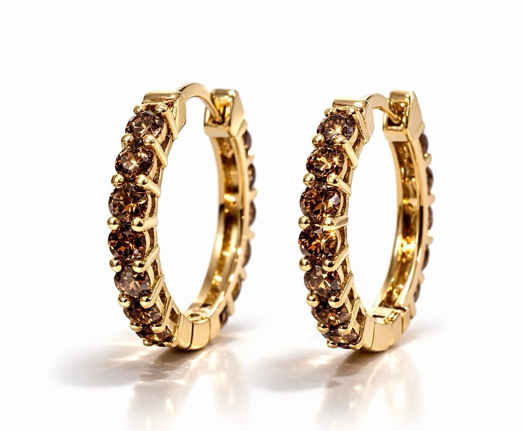 18k Gold Brown Diamond Hoop